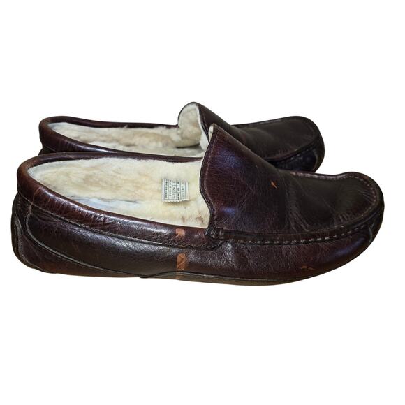 Ugg Men\'s Slippers Size 9 Dark Brown Leather F19018E Ascot
Shearling Lined main image 7